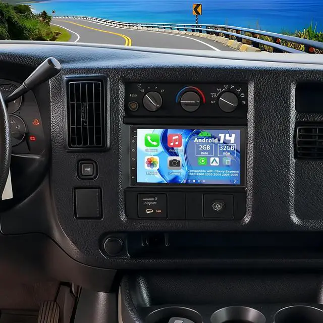 Main image of Double Din Car Stereo Radio for Chevy Express 1500 2500 2003-2006 | Android 14 7" Touchscreen Car Radio w/Wireless Carplay Android Auto GPS WiFi Bluetooth RDS SWC Mic Backup Camera