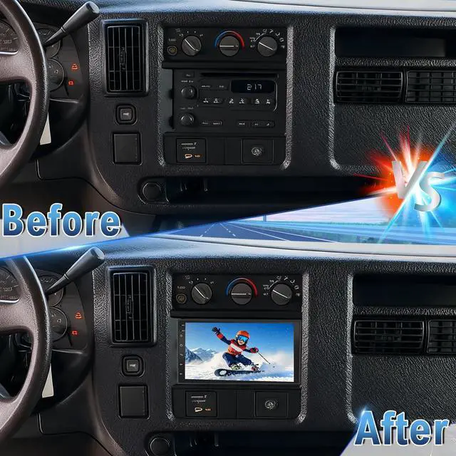 Alt view image 6 of 7 - Double Din Car Stereo Radio for Chevy Express 1500 2500 2003-2006 | Android 14 7" Touchscreen Car Radio w/Wireless Carplay Android Auto GPS WiFi Bluetooth RDS SWC Mic Backup Camera