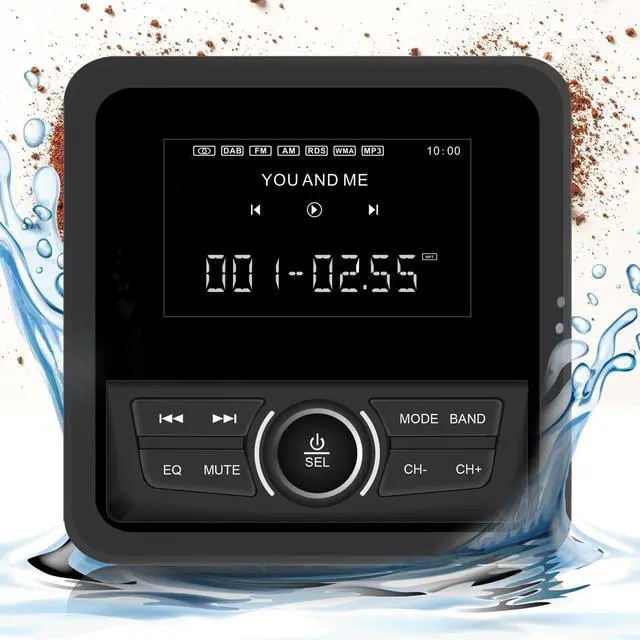 Main image of MGR3 Marine Stereo Receiver with 200W, Multi-Mode Playback (USB, SD, AUX, FM), Remote Control, Works with Bluetooth, and Weatherproof Design for Cars, Boats, ATVs, Motorcycles, and RVs