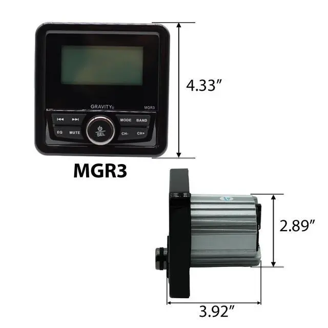 Alt view image 6 of 7 - MGR3 Marine Stereo Receiver with 200W, Multi-Mode Playback (USB, SD, AUX, FM), Remote Control, Works with Bluetooth, and Weatherproof Design for Cars, Boats, ATVs, Motorcycles, and RVs