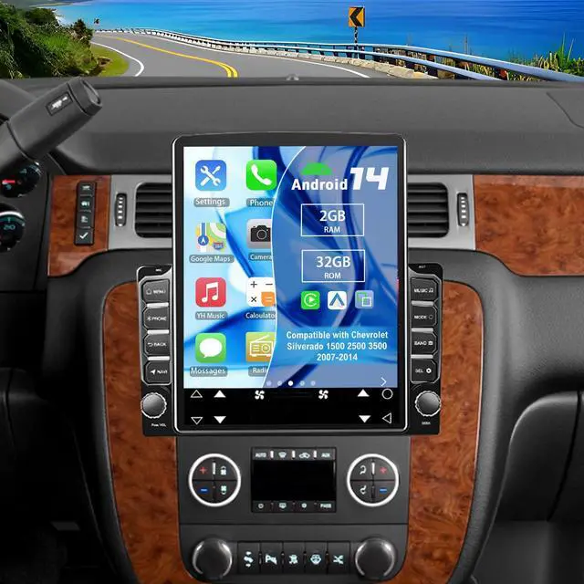 Main image of 2 Din Car Stereo Radio for Chevrolet Silverado 1500 2500 3500 2007-2014 | Android 14 9.7" Car Radio w/Wireless Carplay Android Auto GPS WiFi Bluetooth RDS SWC Backup Camera
