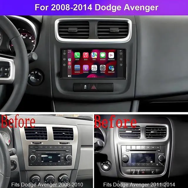 Alt view image 2 of 7 - 7 inch Touchscreen Car Stereo for Dodge Avenger 2008-2014, Android 13 Car Radio with Carplay & Android Auto GPS Navigation BT Mirror Link WiFi Backup Camera 4+64G