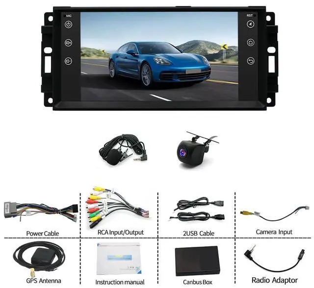 Alt view image 7 of 7 - 7 inch Touchscreen Car Stereo for Dodge Avenger 2008-2014, Android 13 Car Radio with Carplay & Android Auto GPS Navigation BT Mirror Link WiFi Backup Camera 4+64G