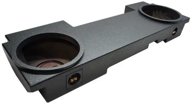 Main image of Dual 12" Sub Box Fits 2002-2013 Silverado 2500HD Crew Cab Rhino Coated | Chevy HD Under-seat subwoofer enclosure, protective liner finish, heavy-duty truck design, twin twelve-inch woofer capacity