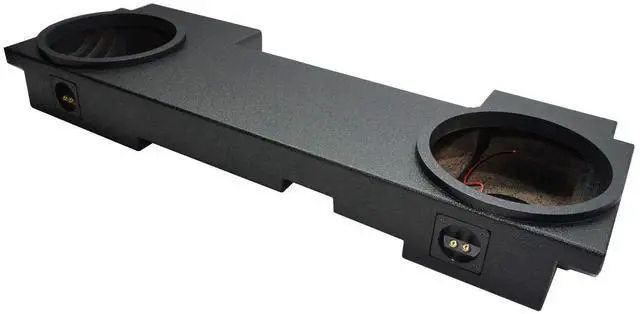 Alt view image 3 of 5 - Dual 12" Sub Box Fits 2002-2013 Silverado 2500HD Crew Cab Rhino Coated | Chevy HD Under-seat subwoofer enclosure, protective liner finish, heavy-duty truck design, twin twelve-inch woofer capacity