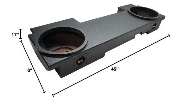 Alt view image 5 of 5 - Dual 12" Sub Box Fits 2002-2013 Silverado 2500HD Crew Cab Rhino Coated | Chevy HD Under-seat subwoofer enclosure, protective liner finish, heavy-duty truck design, twin twelve-inch woofer capacity
