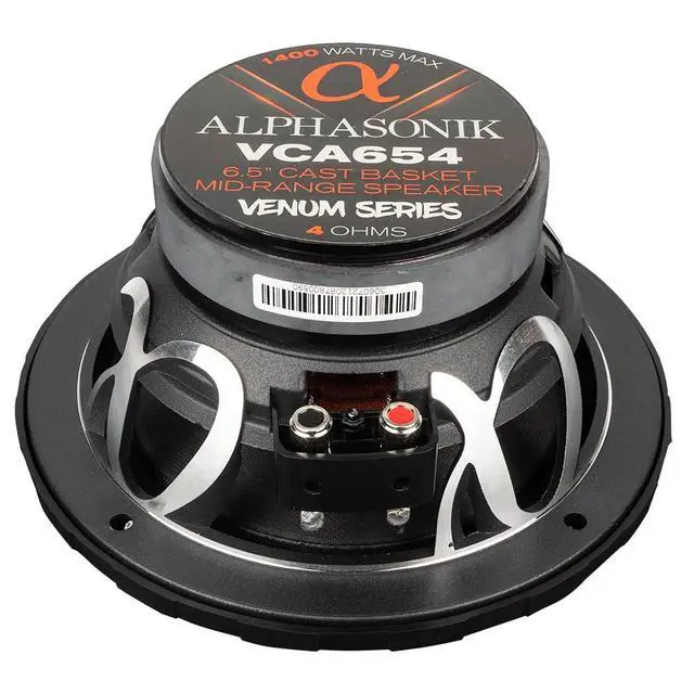 Alt view image 4 of 7 - 1 Pair of VCA654 VENUM PRO Series 6.5" 1400 Watts Max 350 Watts RMS Mid-Range Car Audio Speaker 4-Ohm Proprietary Grille, Cast Basket, Cloth Surround, Non Pressed Paper Cone, Ferrite Magnet