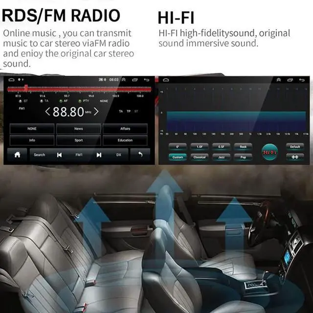 Alt view image 5 of 7 - 8'' Car Radio for Buick Lucerne 2006 2007 2008 2009 2010 2011 | Touchscreen Radio Head Unit with Wireless CarPlay Android Auto Bluetooth GPS WiFi Mirror Link FM/EQ/RDS Backup Cam MIC