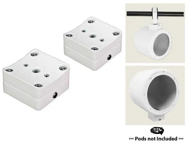 Alt view image 6 of 7 - MAC90W White 8" Wakeboard Tower Speaker Pod Pair with Clamps | White 6061 Aluminum Enclosures, 2 MAC360W 360° Swivel Clamps, Stainless Quick-Release Hardware, 4-Items