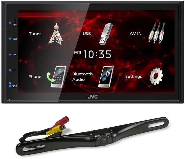 Main image of Audiosaving Bundle: (1) Jvc Kw-M180BT 6.8" Car Monitor Iphone Android Bluetooth Receiver USB/3 Pre-Outs Bundle With (1) Rockville Rbc5B Black Metal Car License Plate Camera+Night Vision+Distance Lines