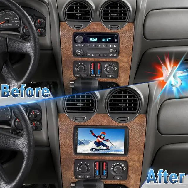 Alt view image 6 of 7 - Android 14 Double Din Car Stereo Radio for GMC Envoy 2002-2006 | 2G+32G 7" Touchscreen Car Radio w/Wireless Carplay Android Auto GPS WiFi Bluetooth RDS DSP SWC Mic Backup Camera