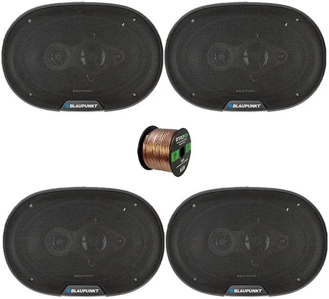 Main image of 2 Pair (Qty 4) of BPS-E694 6x9" 70 Watt Max 4-Way Car Speakers with 50 Feet 16 Gauge Wire
