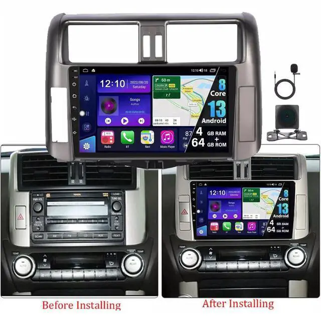 Alt view image 2 of 7 - Android 14 Car Radio for Toyota Land Cruiser Prado 150 2009-2013 | 9" Touch Screen Car Stereo with Wireless Carplay Android Auto GPS WiFi Mic Backup Camera