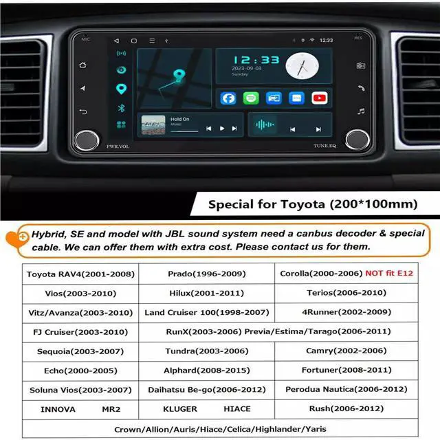 Alt view image 2 of 7 - 7 Car Radio Fit for 4Runner 2003-2009, Tundra 2000-2006, Sequoia 2001-2007, Android 13 Car Audio Receivers with Carplay Android Auto GPS Navigation Head Unit WiFi Bluetooth 2+32G