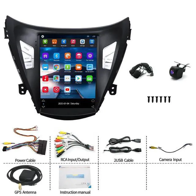 Alt view image 6 of 7 - 9.7inch Car Stereo Radiofor Hyundai Elantra 2011 2012 2013, Android 14 Car Radio Audio Receiver with Carplay Android Auto GPS Navigation Bluetooth SWC AHD Reverse Camera 4+64G