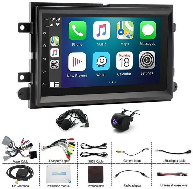 Alt view image 7 of 7 - 7" Double Din Car Stereo Radio for Ford F450 F-450 Super Duty 2008-2016 | Wireless CarPlay & Android Auto Bluetooth Touchscreen Head Unit,Android 15 Radio,GPS Mirror Link Backup Camera FM DSP SWC