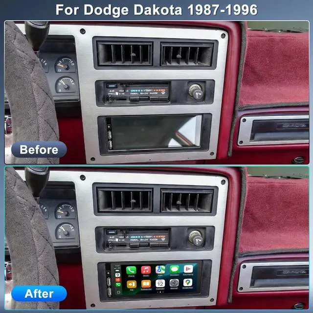 Alt view image 2 of 7 - Android 14 Car Stereo Radio for Dodge Dakota 1987-1996, 6.86'' Touch Screen Radio with Carplay Android Auto Bluetooth WiFi GPS Navi SWC FM RDS DSP Mirror Link Split Screen MIC Backup Camera