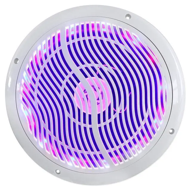 Alt view image 4 of 7 - RMC80LW 8" 2-Way Marine Speakers, CEA Compliant, 4 Ohm, 4-Pack | 800W Peak/200W RMS, Multi Color LED with Remote, Waterproof, Includes Wire, UV Resistant, Rubber Surround, for Boat, White