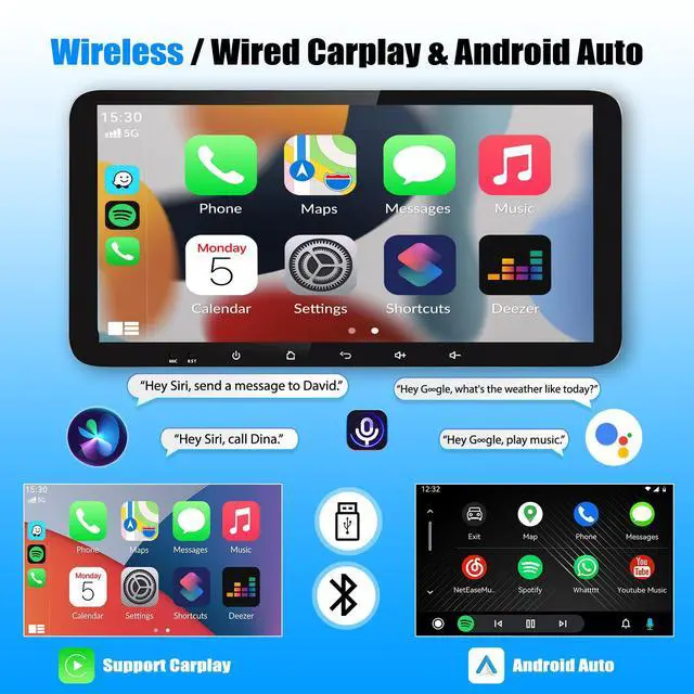 Alt view image 3 of 7 - Android 15 Car Stereo Radio for Jeep Patriot 2009-2017 W/Wireless CarPlay | 10.33" Touch Carplay Screen for Android Auto, Bluetooth/WiFi/GPS/FM/SWC/Backup Camera/Mic 4+64G