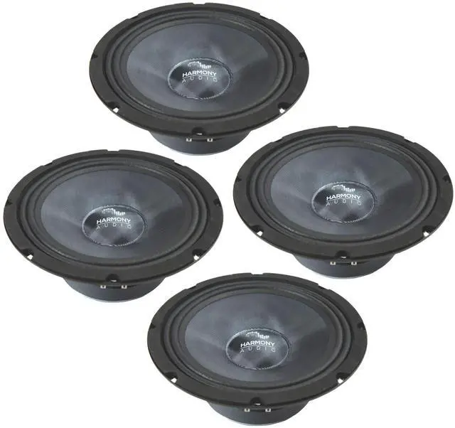 Main image of Carbon Midbass Midrange Speakers 8 Inch 4 Ohm 2 Pairs HA-CMB8 | Punchy low end and clear vocals, pro double set for full vehicle builds, drop in fit for standard door cutouts