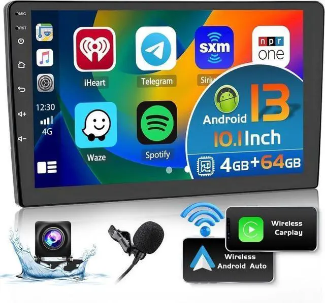 Alt view image 2 of 7 - 4+6GB Car Stereo Radio for Jeep Wrangler JK 2007 2008 2009 2010, DAB+ GPS Navi Head Unit with Backup Camera 2 Din for Carplay Android Auto 10.1in Player Bluetooth WiFi SWC DVR Split Screen