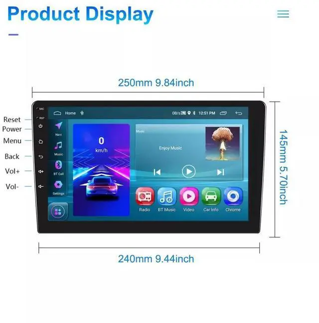 Alt view image 3 of 7 - 4+6GB Car Stereo Radio for Jeep Wrangler JK 2007 2008 2009 2010, DAB+ GPS Navi Head Unit with Backup Camera 2 Din for Carplay Android Auto 10.1in Player Bluetooth WiFi SWC DVR Split Screen