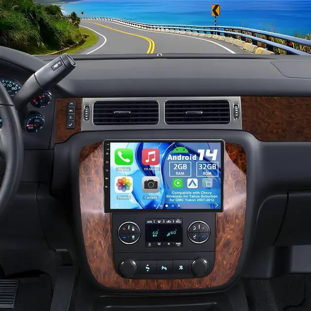 Main image of Car Stereo Radio for Chevy Silverado Tahoe Suburban for GMC Yukon 2007-2012 | Android 14 9" Double Din Car Player w/Carplay Android Auto GPS WiFi RDS DSP SWC Mirrorlink Mic Backup Camera