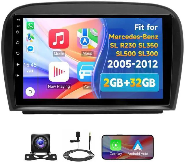 Main image of Car Stereo for Mercedes-Benz SL R230 SL350 SL500 SL300 2005-2012 | Android 13 9inch Touch Screen 4G+64G Wireless CarPlay Double Din Radio with Android Auto Support GPS Navigation
