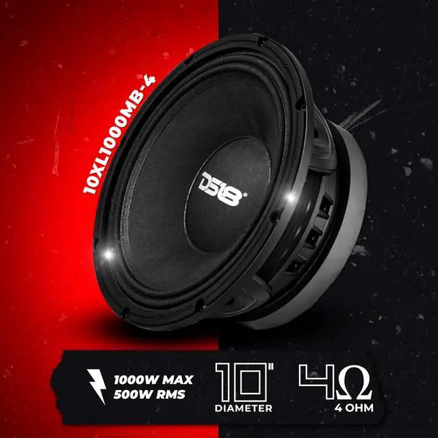 Alt view image 2 of 7 - 10XL1000MB PRO XL 10" Mid-Bass Loudspeaker 500 Watts RMS, 1000 Watts Max Power, 99.5dB, High-Performance Speaker, Premium Quality Audio Great for Pro Car Audio (4-Ohm)