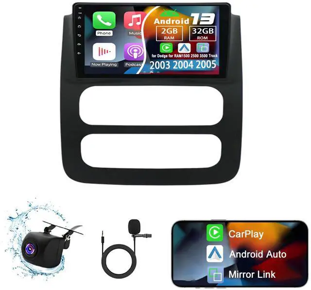 Main image of 4G+64G Android 13 Car Stereo Compatible with Dodge for RAM1500 2500 3500 Truck 2003-2005 with Wireless Carplay & Android Auto 9 Inch Touch Screen Car Radio with GPS FM Backup Camera WiFi SWC