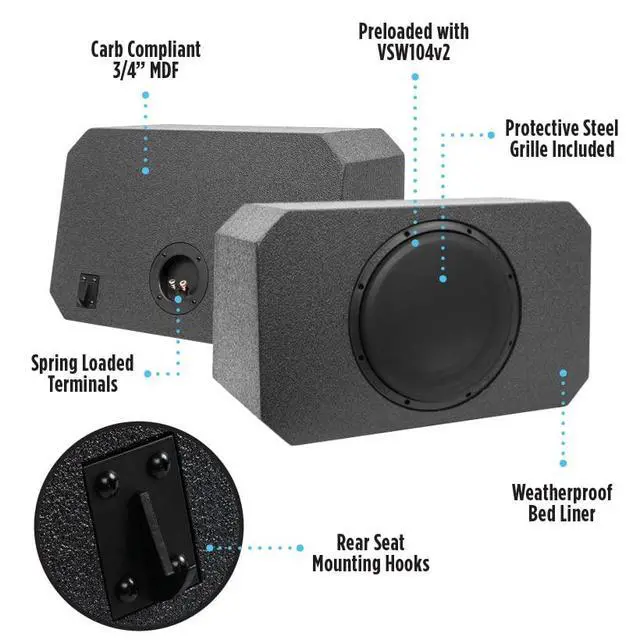 Alt view image 4 of 6 - Single 10" Loaded Sub Box for Jeep Wrangler Unlimited 2007-2018