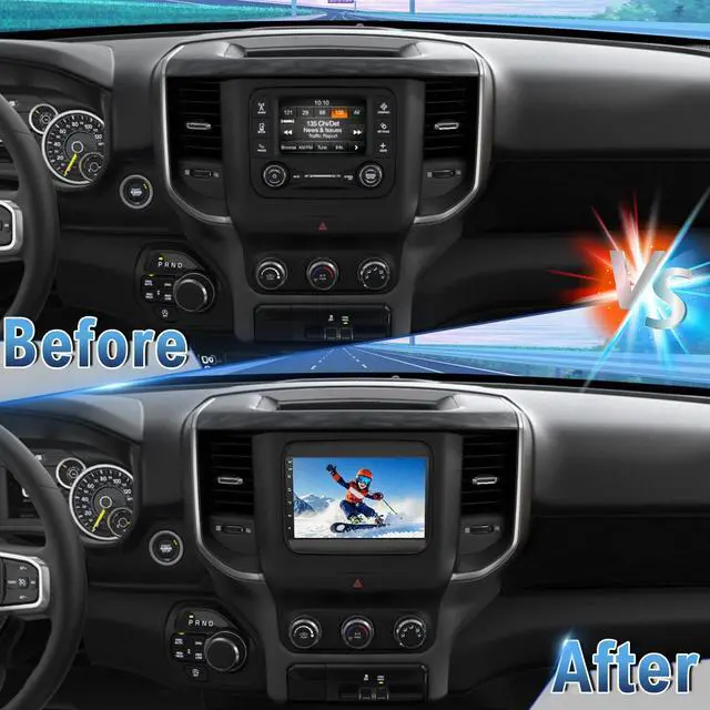 Alt view image 3 of 7 - Car Stereo Upgrade Radio for Dodge Ram 1500 2500 3500 2019-2023 | Android 14 7" Touchscreen Double Din w/Wireless Carplay Android Auto GPS WiFi Bluetooth RDS DSP SWC Mirrorlink Backup Camera