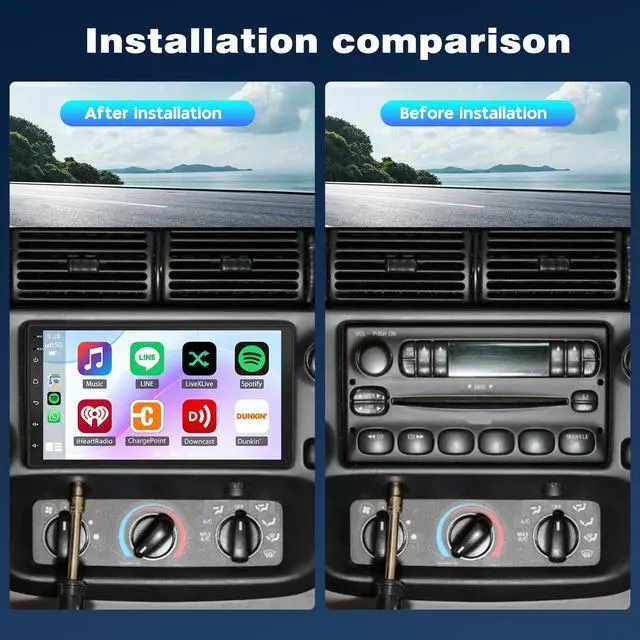 Alt view image 2 of 7 - 7'' Double Din Car Stereo for Ford Ranger 1998-2006 MirrorLink | 2+32G Android 13 Touchscreen Stereo with Wireless CarPlay Android Auto GPS Bluetooth SWC WiFi FM AHD Backup Camera