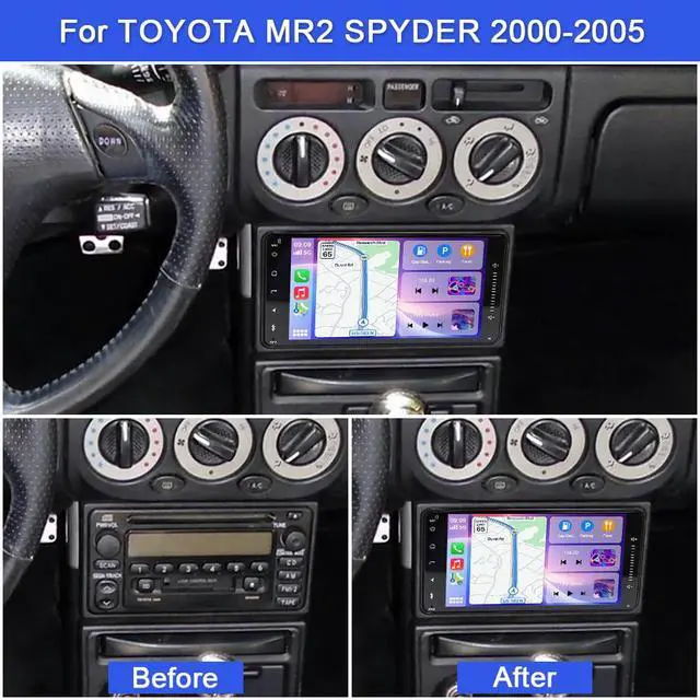 Alt view image 2 of 7 - 7" Android 13 Car Stereo Radio for Toyota MR2 Spyder 2000-2005 | with Wireless CarPlay & Android Auto, Touch Carplay Screen for Car, Bluetooth/WiFi/GPS/FM/SWC/Backup Camera/Mic 2+32GB