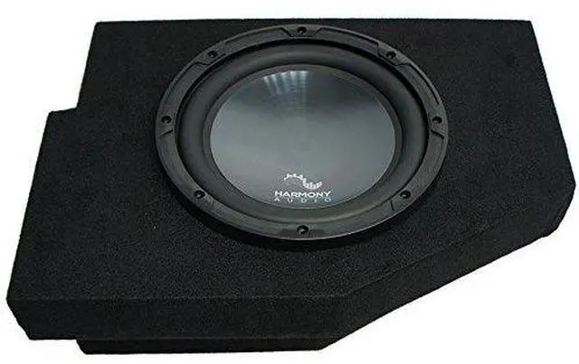 Main image of Single 10" Loaded Sub Box Fits 2002-2015 Dodge Ram Quad Cab | Deep clean subwoofer bass upgrade, 10 inch driver pre-mounted and wired, space-saving behind-seat design, easy install