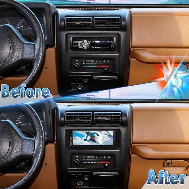 Alt view image 6 of 7 - Double Din Car Stereo Upgrade Radio for Jeep Wrangler 1997-2002 | Android 14 2G+32G 6.86" Touchscreen Wireless Carplay Android Auto GPS WiFi Bluetooth RDS DSP SWC Mirrorlink Mic Backup Camera