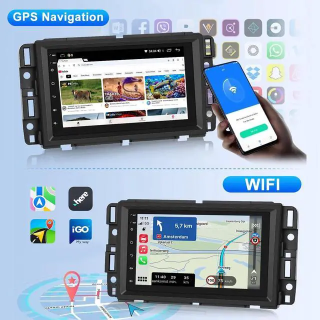 Alt view image 4 of 7 - 7'' Android 14 Car Stereo for Saturn Vue 2006 2007, GPS Navigation Wireless CarPlay Android Auto Double Din Radio with Bluetooth WiFi DSP SWC Backup Camera