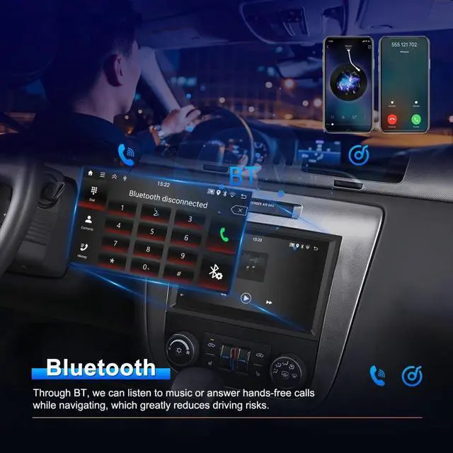 Alt view image 5 of 7 - 7'' Android 14 Car Stereo for Saturn Vue 2006 2007, GPS Navigation Wireless CarPlay Android Auto Double Din Radio with Bluetooth WiFi DSP SWC Backup Camera