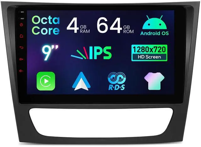 Main image of Android 14 Car Stereo for Mercedes Benz E Class W211 W219, 9 Inch IPS Touch Screen Octa Core Car Radio GPS Navigation Bluetooth Built-in DSP Head Unit Wireless CarPlay Android Auto (4+64GB)