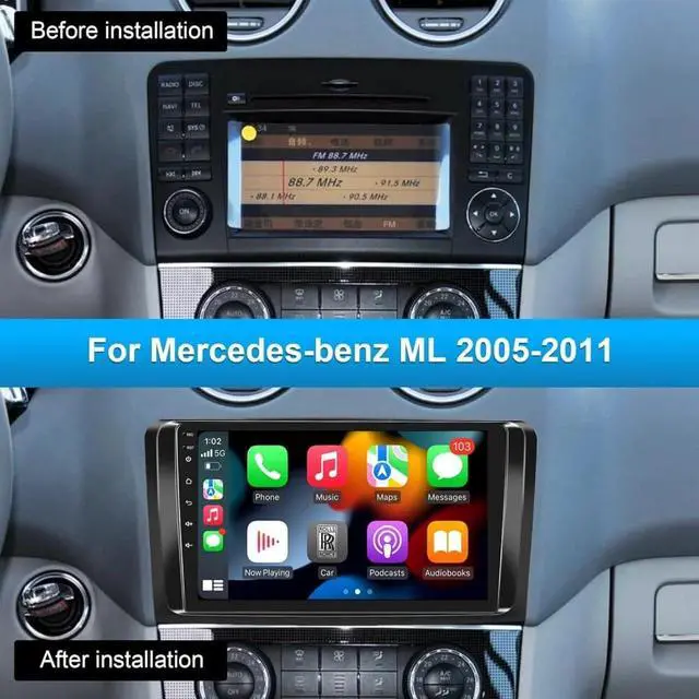 Alt view image 2 of 7 - Car Radio for Mercedes Benz ML GL ML280 ML350 ML500 GL320 GL350 GL450 W164 X164 2005-2011 Stereo, 9 INCH Touch Screen Radio for Mercedes Benz ML GL with Wireless Carplay Android Auto -2+32G