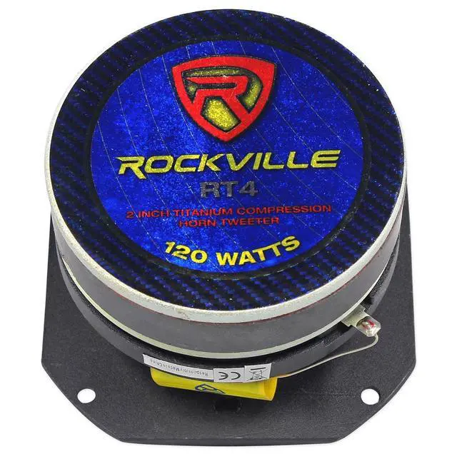 Alt view image 4 of 4 - RT4 2" 8-Ohm Car Tweeter, 120W Peak/60W RMS CEA Rated, 4-Pack | Titanium Compression Horn, 2" Voice Coil, Ferro Fluid Cooling, Mylar Crossover, 110dB, 2kHz-20kHz