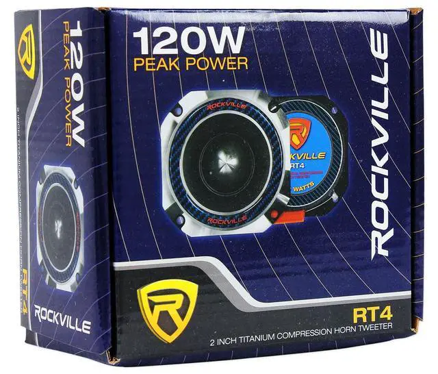 Alt view image 3 of 4 - RT4 2" 8-Ohm Car Tweeter, 120W Peak/60W RMS CEA Rated, 4-Pack | Titanium Compression Horn, 2" Voice Coil, Ferro Fluid Cooling, Mylar Crossover, 110dB, 2kHz-20kHz