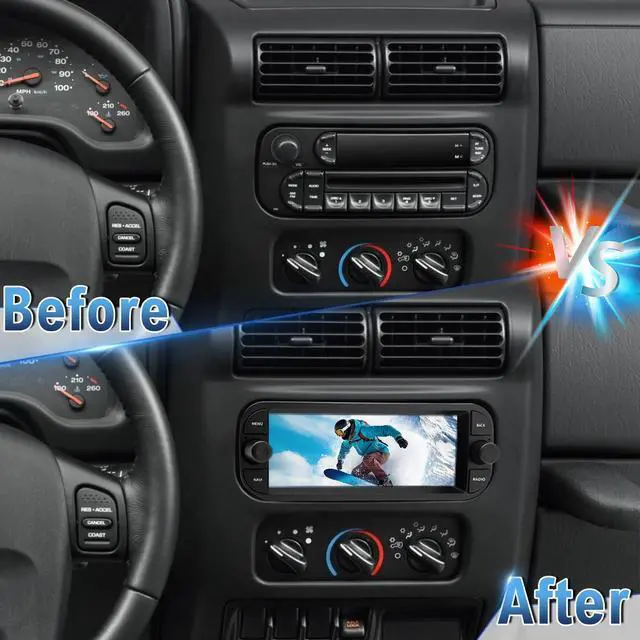 Alt view image 7 of 7 - Double Din Car Stereo Radio for Dodge Ram 2002-2006 Jeep Wrangler 2003-2006 | Android 14 2G+32G 6.86" Carplay Android Auto GPS WiFi Bluetooth RDS DSP SWC Mirrorlink Mic Backup Camera