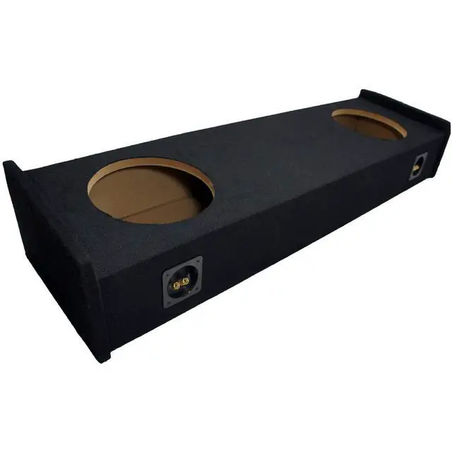 Alt view image 2 of 5 - Dual 10 Inch Subwoofer Box Sealed Fits 1997-1999 Ford F150 Ext Cab ASC | Air-tight MDF enclosure shell, durable charcoal carpet, contour-cut to hug rear wall, heavy-duty terminals, fast hookup
