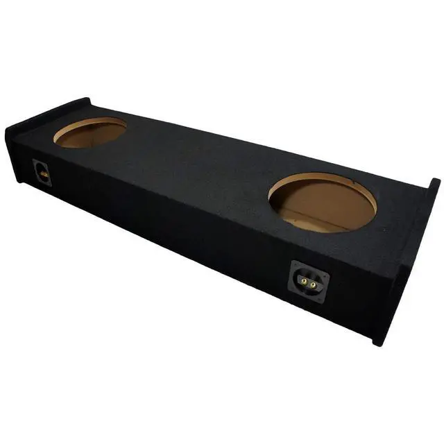 Alt view image 3 of 5 - Dual 10 Inch Subwoofer Box Sealed Fits 1997-1999 Ford F150 Ext Cab ASC | Air-tight MDF enclosure shell, durable charcoal carpet, contour-cut to hug rear wall, heavy-duty terminals, fast hookup