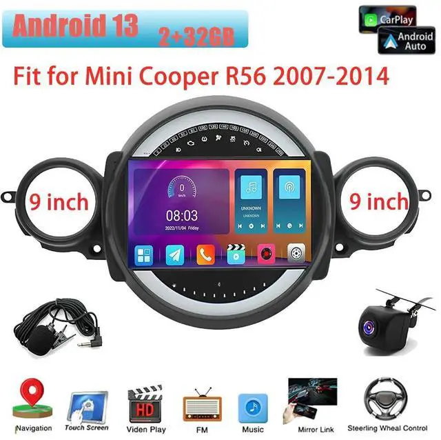Alt view image 3 of 7 - Android 13 Car Stereo Radio for Mini Cooper R56 2007-2014 9 inch Touch Screen Head Unit with Wireless CarPlay Android Auto GPS Navigation/FM/WiFi/AHD Backup Camera/Mirror Link/Bluetooth/SWC(2+32G)