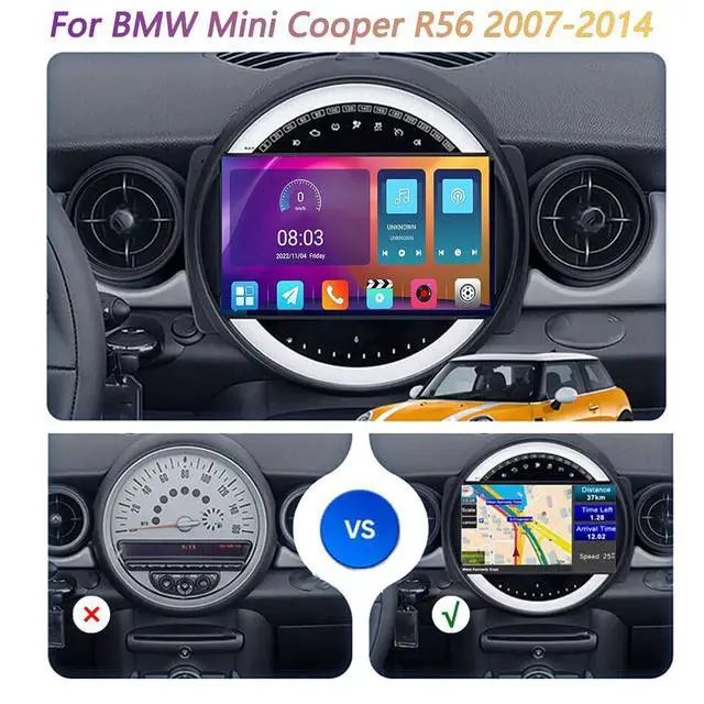 Alt view image 2 of 7 - Android 13 Car Stereo Radio for Mini Cooper R56 2007-2014 9 inch Touch Screen Head Unit with Wireless CarPlay Android Auto GPS Navigation/FM/WiFi/AHD Backup Camera/Mirror Link/Bluetooth/SWC(2+32G)