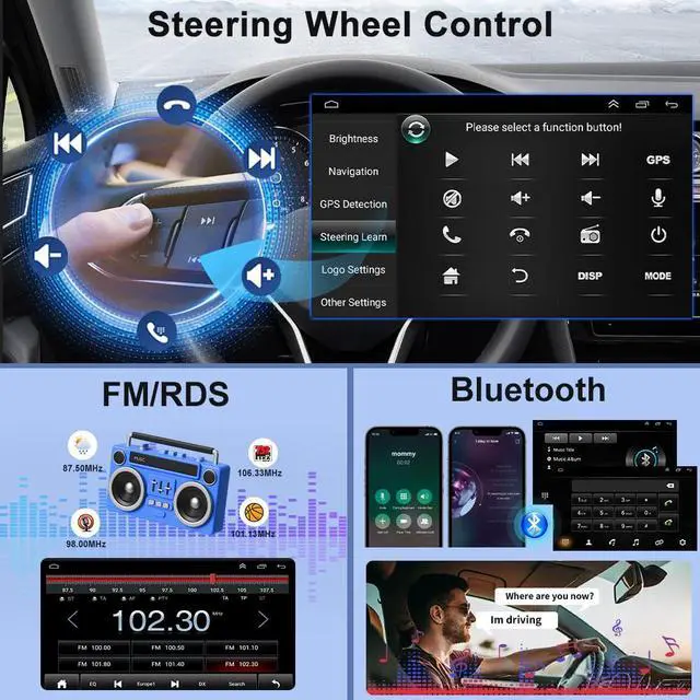 Alt view image 5 of 6 - Car Stereo Radio Android 14 Compatible for Hyundai Sonata 2011-2015 9.7 inch Double Din Wireless Carplay and Android Auto Car Navigation Player GPS/FM Navi BT AHD Camera+Microphone (4+64G)