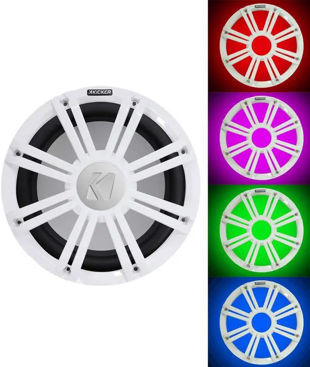 Main image of 45KM124 12" 350 Watt Marine Boat Subwoofer w/White LED Grille KM12