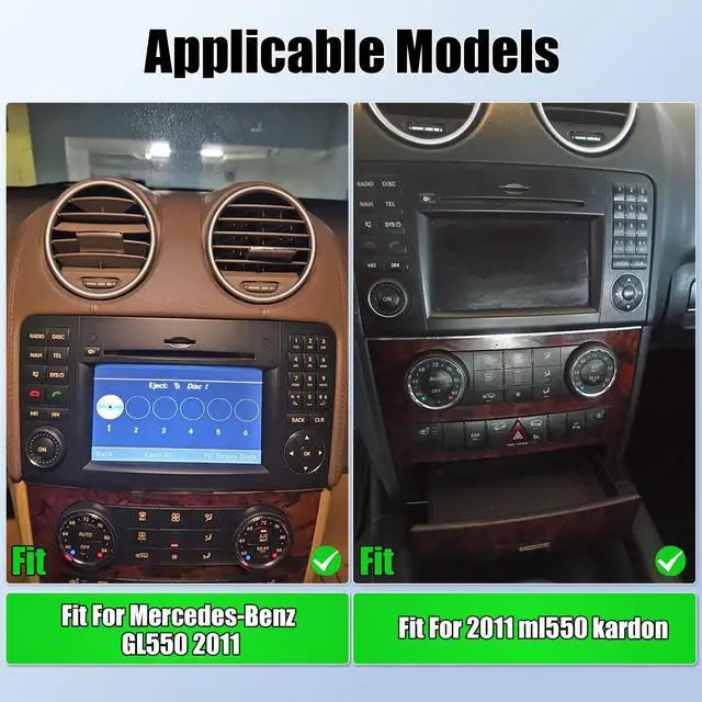 Alt view image 2 of 7 - Car Radio for Mercedes Benz ML GL ML280 ML350 ML500 GL320 GL350 GL450 W164 X164 2005 2006 2007 2008 2009 2010 2011, 9'' Touch Screen Car Radio with Wireless Carplay Android Auto-2+32G